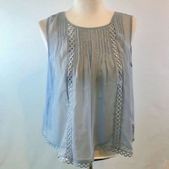 BEBE‎ Women Blue Chiffon Tayler Sleeveless Top Small NWT - Picture 1 of 6